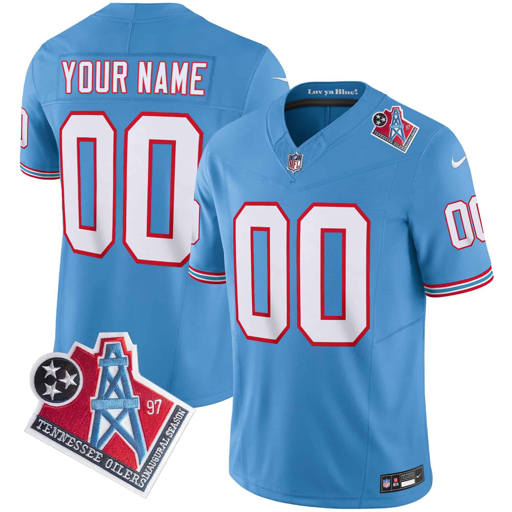 Men Tennessee Titans Light Blue 1997 Throwback 2024 Nike Limited Vapor Custom NFL Jersey->customized nfl jersey->Custom Jersey